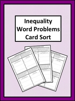Preview of Inequality Word Problems Card Sort (Digital/PDF)