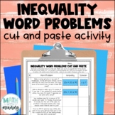 Inequality Word Problems Cut and Paste Worksheet Activity