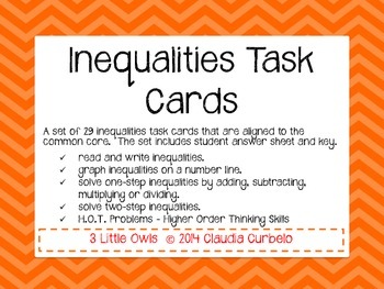 Preview of Inequalties Task Cards