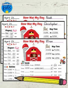 Infant Daily Reports by Clubbhouse Kids | Teachers Pay Teachers