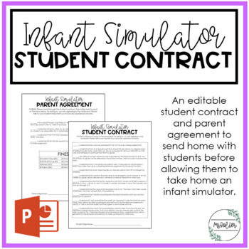 Preview of Infant Simulator Student Contract & Parent Agreement | Child Dev | FCS