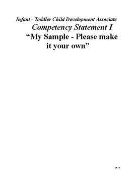 Preview of Infant - Toddler CDA Portfolio Competency Statement I “Sample"