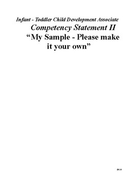 Preview of Infant - Toddler CDA Portfolio Competency Statement II “Sample"