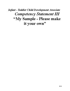 Preview of Infant - Toddler CDA Portfolio Competency Statement III “Sample"