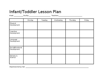 Infant/Toddler Lesson Plan Template by Morgen Love | TPT