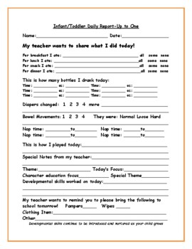 Preview of Infant/Toddler/Preschool Daily Reports