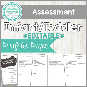 Preview of Infant Toddler Standards Assessment Portfolio Pages - Editable