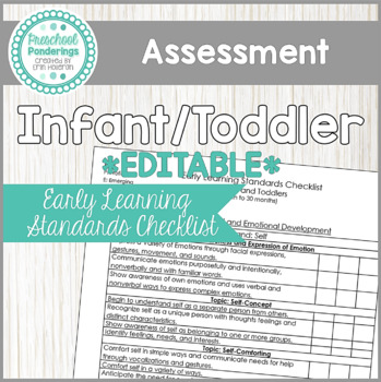 Preview of Infant Toddler Standards-Based Assessment EDITABLE