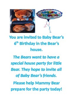 Preview of Infants invitation to Baby bears birthday party theme