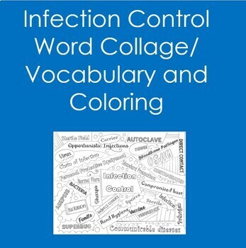 Preview of Infection Control Word Collage Vocabular (Coloring, Health Sciences, Nursing)