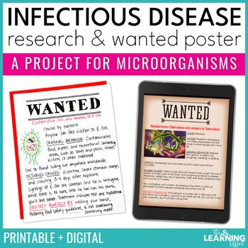 Preview of Infectious Diseases Research Project & Wanted Poster Activity for Microorganisms