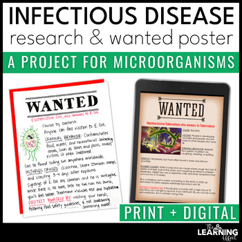 Preview of Infectious Diseases Research Project & Wanted Poster Activity for Microorganisms