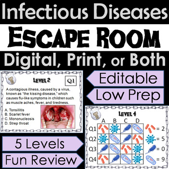 Preview of Infectious Diseases Activity Escape Room Game (Microbiology: Bacteria & Viruses)