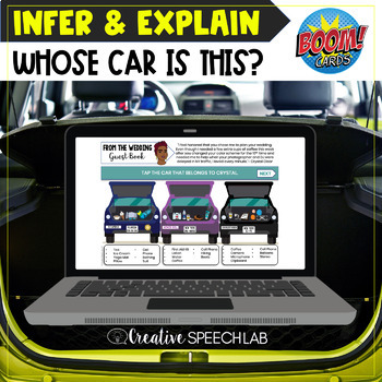Preview of Infer & Explain BOOM Cards™️ : Whose Car Is This?