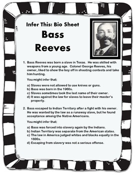 Infer This! Bass Reeves Biography Sheet by Classy Cottage | TpT