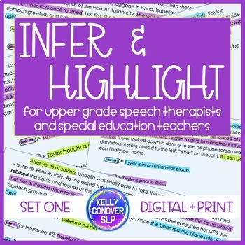 Preview of Infer and Highlight for older students - Special Education and Speech Therapy