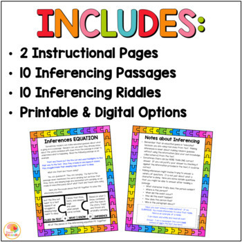 Making Inferences Worksheets Passages with Digital Option by Kirsten's