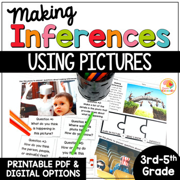 Preview of Making Inferences with Pictures Inferencing Anchor Chart Activities 3rd Grade Up