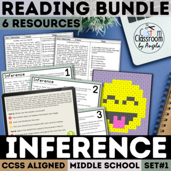 Preview of Inference Activities Middle School Bundle Exit Ticket Quiz 6th 7th 8th Grade