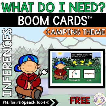 Preview of Inference Camping Theme Boom Cards™ Freebie | Critical Thinking Question Cards