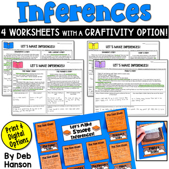 Preview of Inferences Worksheets or Craftivity with Reading Passages: Print and Digital