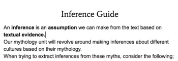 Preview of Inference Guide: Mythology