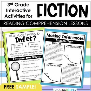 Preview of Interactive Reading Notebook 3rd Grade Inference Free Sample