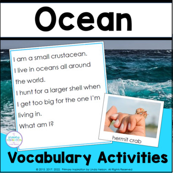 Preview of Ocean Theme | Science Vocabulary Riddle Cards and Cross-Curricular Activities