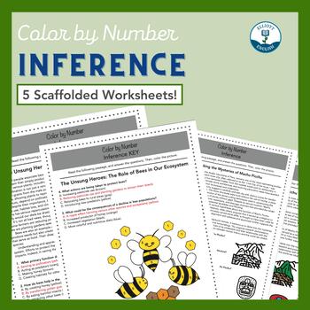 Preview of Inference Mastery: Color by Number Worksheets (Middle School Level)