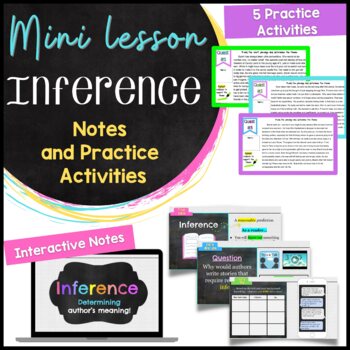 Preview of Inference Mini Lesson with Notes and Activity for Middle School {Fiction} RL1