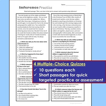 Inference Practice Quizzes by English Teacher Mommy | TpT