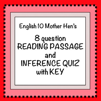 Preview of Inference Quiz with Key