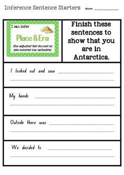 Inference Sentence Starters by Adventures with Miss B | TpT