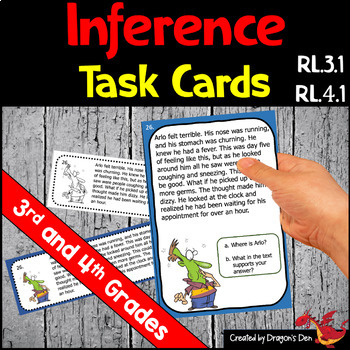 Preview of Inference Task Cards, Print plus Digital RL.3.1 and RL.4.1