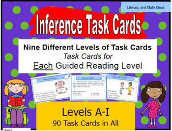 Preview of Inference Task Cards For Each Guided Reading Level (Levels A - I)