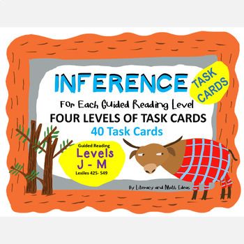 Inference Task Cards For Each Guided Reading Level (Levels J,K,L and M)