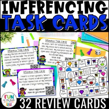 Inference Task Cards {Inference Game} with QR Codes