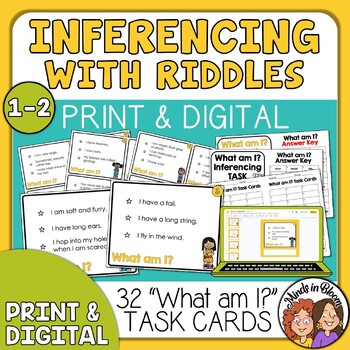 Preview of Inference Task Cards with "What am I" Riddles - Fun Inferencing Practice