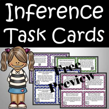 Preview of Inference Task Cards - making inferences reading skill FREE preview