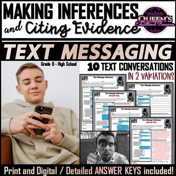Preview of Inference Text Message Analysis and Citing Evidence Activity Worksheets