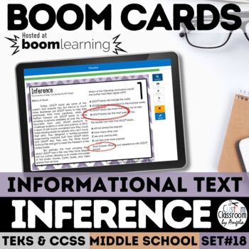 Preview of Inference in informational text Task Cards Digital Boom Cards
