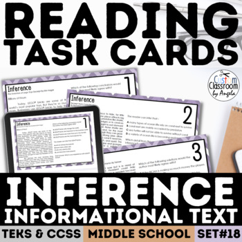Preview of Making Inferences NonFiction Task Cards Inferencing Quiz, Worksheets, Homework