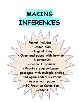 Preview of Inferences Pack:Lesson Plan, Song, Overheads, Reading Passages, 20 Task Cards