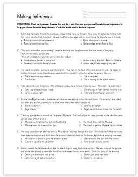 Inferences Practice Page by All-Star ELA | Teachers Pay Teachers