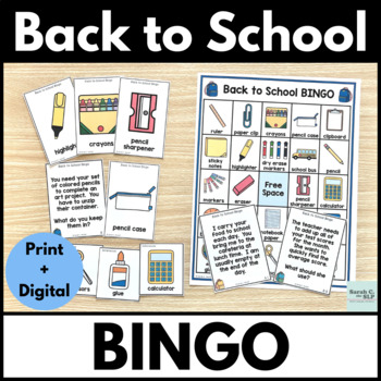Preview of Back to School Bingo Game & Inference Clues Activities for Language Therapy