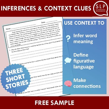 Preview of Inferences and Context Clues Short Stories Free Sample for Speech Therapy