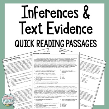 Preview of Inferences and Text Evidence Reading Comprehension Passages 