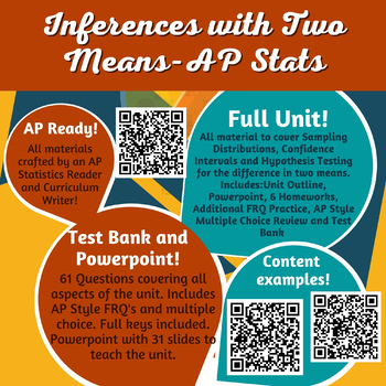 Preview of Inferences for Two Sample Means Unit