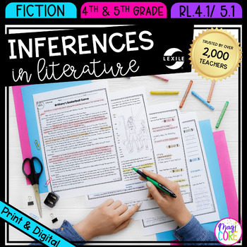 Preview of Inferences in Literature Reading Passages Questions RL.4.1 RL.5.1  RL4.1 RL5.1