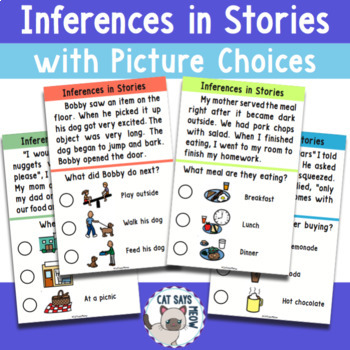 Preview of Inferences in Stories with Picture Choices; No Print + Distance Learning